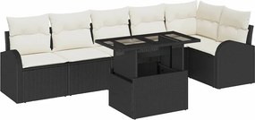vidaXL Σετ Καναπέ Κήπου 7 τμχ. 6-Αριθμός καθισμάτων Μαύρο Πολυ ράταν