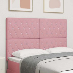 vidaXL Βελούδινο Κεφαλάρι Argyle με κεφαλάρι Ροζ 160 cm Βελούδο