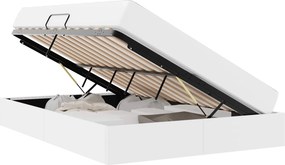 vidaXL Κρεβάτι με αποθηκευτικό χώρο και στρώμα 2 pcs Λευκό Δέρμα