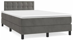 vidaXL Κρεβάτι Boxspring με Στρώμα Σκούρο Γκρι 120x190 εκ. Βελούδινο