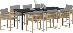 vidaXL Σέτ φαγητού για κήπο 9 pcs Μπεζ συνθετικό ρατάν