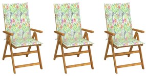 3064101 vidaXL Καρέκλες Κήπου Πτυσσόμενες 3 τεμ. από Ξύλο Ακακίας με Μαξιλάρια Καφέ, 1 Τεμάχιο