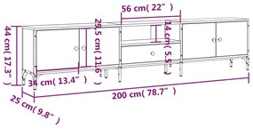 Έπιπλο Τηλεόρασης με Συρτάρι Καφέ Δρυς 200x25x44 εκ Επεξ. Ξύλο - Καφέ