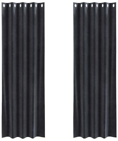 vidaXL Κουρτίνες με κουρτίνες 2 pcs Σκούρο γκρι 140 x 225 cm Βελούδο