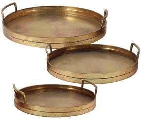 Διακοσμητικοί Δίσκοι (Σετ 3Τμχ) 15-00-94943 45x44x8/39,5x39x8/35x34x8cm Gold Marhome Μέταλλο