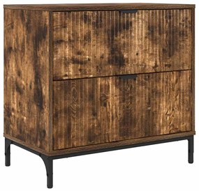 vidaXL Κομοδίνο Καπνιστή δρυς 63.5 x 36 x 61 εκ Επεξεργασμένο ξύλο