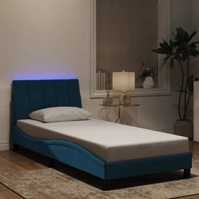 Πλαίσιο Κρεβατιού με LED Μπλε 90x190 εκ. Βελούδινο