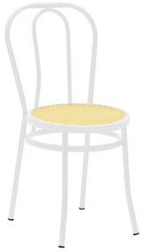 Καρέκλα Βιέννης pakoworld pe rattan μπεζ-μέταλλο λευκό Model: 243-000026