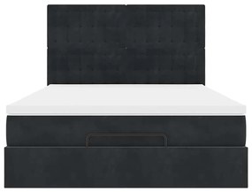vidaXL Οθωμανικό κρεβάτι με στρώματα Μαύρο 140x190cm Βελούδο