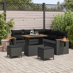 vidaXL Σετ Καναπέ Κήπου με μαξιλάρι 8 pcs Μαύρο 90 x 55 x 71 cm