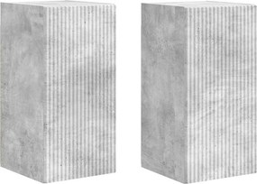 vidaXL Ντουλάπι Τηλεόρασης Τοίχου 2 pcs Σκυρόδεμα Επεξεργασμένο Ξύλο