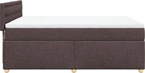 vidaXL Κρεβάτι Boxspring με Στρώμα Σκούρο Καφέ 140x190 εκ. Υφασμάτινο
