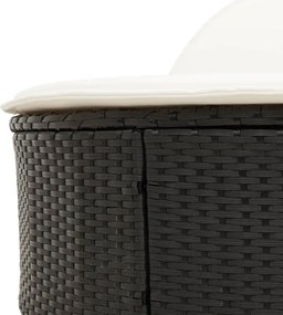 vidaXL Ξαπλώστρα Διπλή Μαύρη από Συνθετικό Ρατάν με Μαξιλάρια