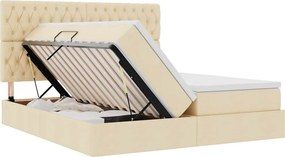 vidaXL Κρεβάτι Αποθήκης με στρώμα Κρέμ 180 x 200 cm Τεχνητό Δέρμα