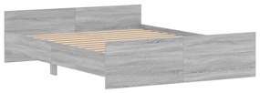 vidaXL Πλαίσιο Κρεβατιού με Κεφαλάρι/Υποπόδιο Γκρι Sonoma 140x200 εκ.