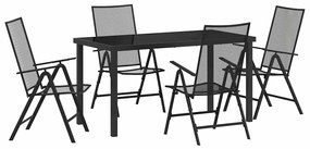 vidaXL Σέτ φαγητού για κήπο Πτυσσόμενος 5 pcs Ανθρακί Ατσάλι
