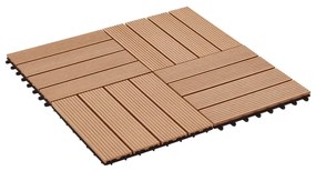 Πλακάκια Deck 11 τεμ. Χρώμα Teak 30 x 30 εκ. 1 μ² από WPC - Καφέ