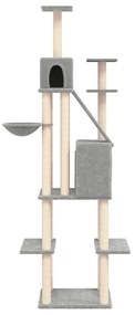 Γατόδεντρο Aνοιχτό Γκρι 201 εκ. με Στύλους Ξυσίματος από Σιζάλ - Γκρι