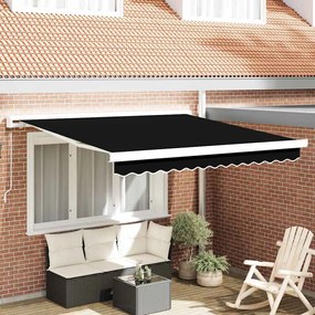 vidaXL Χειροκίνητη Ανακλινόμενη Τέντα Μαύρη 300x250 εκ.