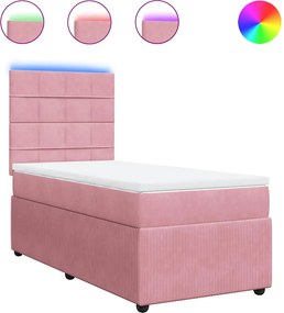 vidaXL Κρεβάτι Boxspring με Στρώμα Ροζ 80 x 200 εκ. Βελούδινο