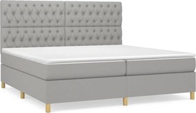 vidaXL Κρεβάτι Boxspring με Στρώμα Ανοιχτό Γκρι 200x200 εκ. Υφασμάτινο