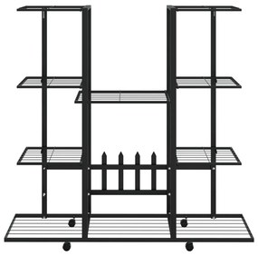 vidaXL Βάση Λουλουδιών με Ρόδες 94,5 x 24,5 x 91,5 εκ. Μαύρη Σιδερένια