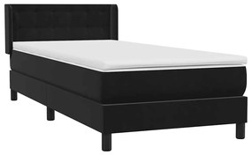 vidaXL Κρεβάτι Boxspring με Στρώμα Μαύρο 90x210 εκ. Βελούδινο