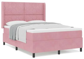 vidaXL Κρεβάτι με ελατήρια με κεφαλάρι Ροζ 140 x 200 cm Βελούδο