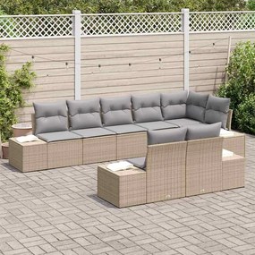 vidaXL Σετ Καναπέ Κήπου 8 pcs Μπέζ και Ανοιχτό Γκρι Πολυ ράταν