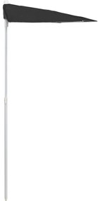 vidaXL Ομπρέλα Κήπου Μισή με Ιστό Μαύρη 180 x 90 εκ.