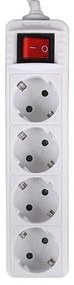 LAMTECH POWER STRIP WITH SWITCH 4 OUTLETS WHITE