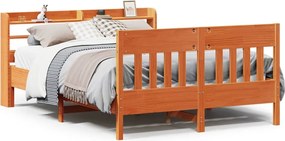 vidaXL Σκελετός Κρεβ. Χωρίς Στρώμα Καφέ Κεριού 135x190 εκ Μασίφ Πεύκο
