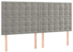 vidaXL Κεφαλάρι Κρεβατιού LED Ανοιχτό Γκρι 200x5x118/128 εκ. Βελούδινο