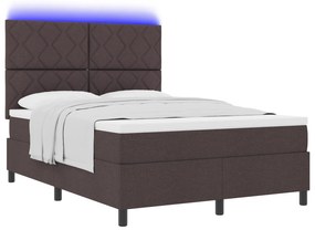 vidaXL Κρεβάτι με Βάση με Στρώμα & LED Σκούρο Καφέ 160x200 εκ. Ύφασμα