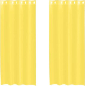 vidaXL Voile κουρτίνες με ροδέλες 2 τεμάχια Κίτρινο