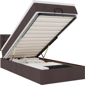 vidaXL Οθωμανικό κρεβάτι με στρώμα σκούρο καφέ 90x200cm ύφασμα