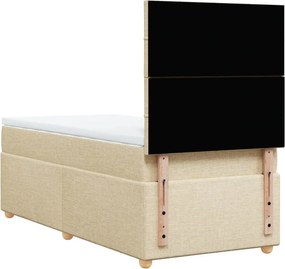 vidaXL Κρεβάτι Boxspring με Στρώμα Κρεμ 90x200 εκ.Υφασμάτινο