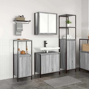 vidaXL Σετ Επίπλων Μπάνιου με ράφι 3 pcs Γκρι Σονομα και Μαύρο
