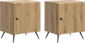 vidaXL Κομοδίνο 2 τεμ. Artisan Δρυς 43 x 34,5 x 50 εκ