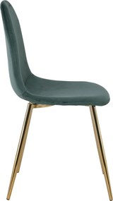 CELINA Καρέκλα Χρώμιο Χρυσό, Ύφασμα Velure, Απόχρωση Forest Green   4τμχ