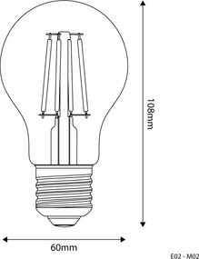 LED Filament Λαμπτήρας E02 Drop A60 Διαφανής 4W 470Lm E27 2700K