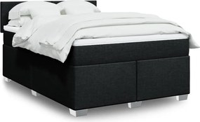 vidaXL Κρεβάτι Boxspring με Στρώμα Μαύρο 140x190 εκ. Υφασμάτινο