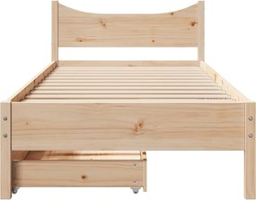 vidaXL Πλαίσιο Κρεβατιού με Συρτάρια 75x190εκ. Μασίφ Πεύκο