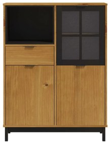 Συρταριέρα FLAM 92x40x122,5εκ Μασίφ Ξύλο Πεύκο με Γυάλινη Πόρτα - Καφέ