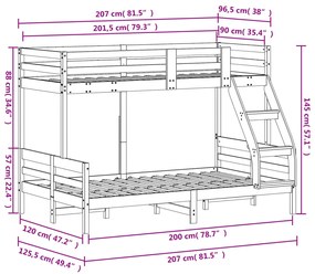 ΚΟΥΚΕΤΑ 90X200/120X200 ΕΚ. ΑΠΟ ΜΑΣΙΦ ΞΥΛΟ ΠΕΥΚΟΥ 3207185