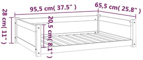 Κρεβάτι Σκύλου 95,5 x 65,5 x 28 εκ. από Μασίφ Ξύλο Πεύκου - Καφέ