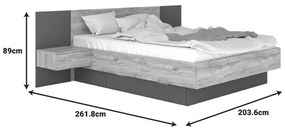 Κρεβάτι διπλό Kantri  σε sonoma - γκρι απόχρωση 160x200εκ