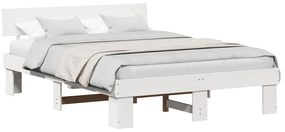 vidaXL Σκελετός Κρεβατιού Λευκό 150 x 200 cm Συμπαγές ξύλο πεύκου