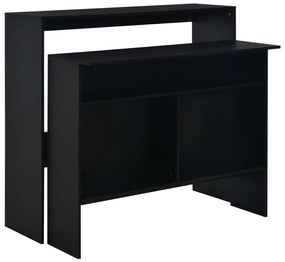 vidaXL Τραπέζι Μπαρ με 2 Επιφάνειες Χρώμα Μαύρο 130 x 40 x 120 εκ.