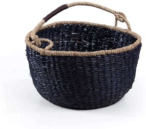 Καλάθι Διακοσμητικό L 0680022 35x35x20cm Black-Natural Soulworks Seagrass